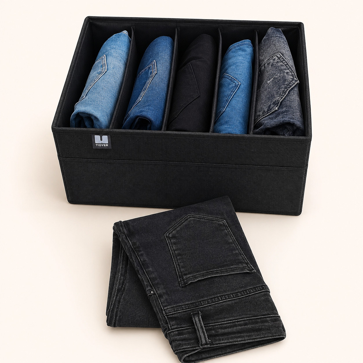 Photo 3 de Boite rangement 5 compartiments , Djeans,  serviette de bain, pulls