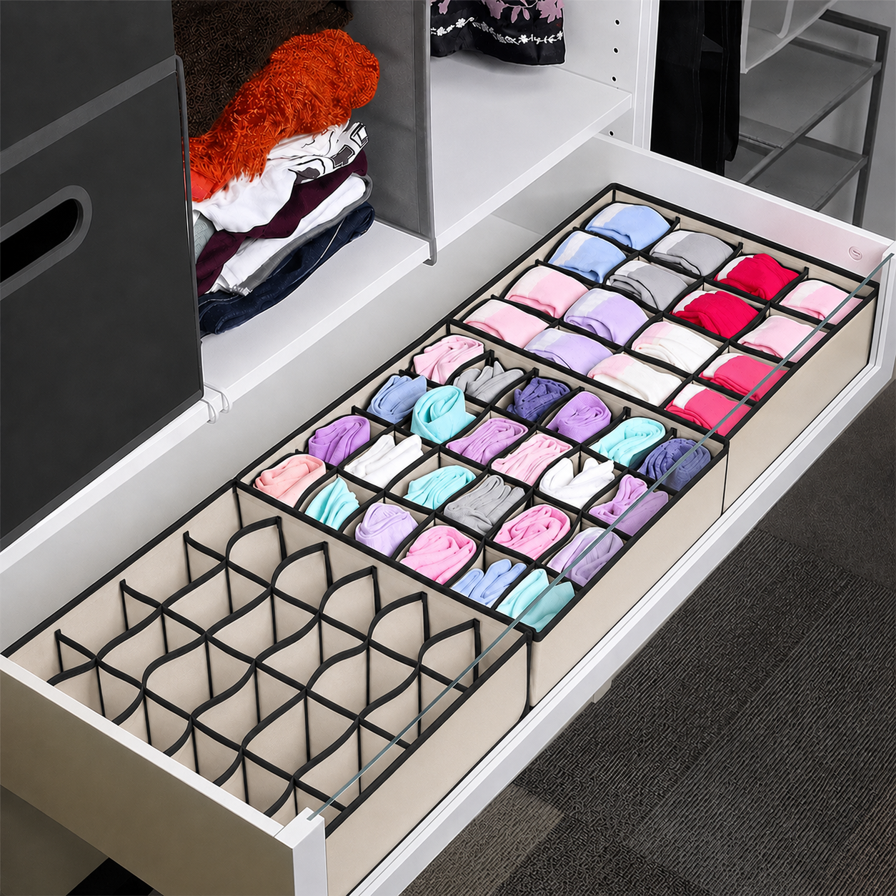 Photo 4 de Boite rangement 24 compartiments chaussettes et culotte